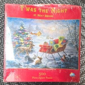 SunsOut Twas the Night Nicky Boehme 500 Piece Jigsaw Puzzle 18x24 Christmas